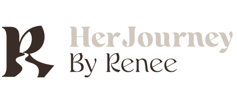 Logo for 'Her Journey By Renee' with a stylized letter 'R'.